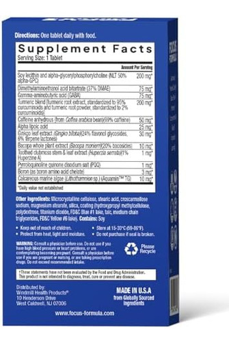 Suplemento Cerebral Nootrópico Focus Formula, Cápsulas Focus