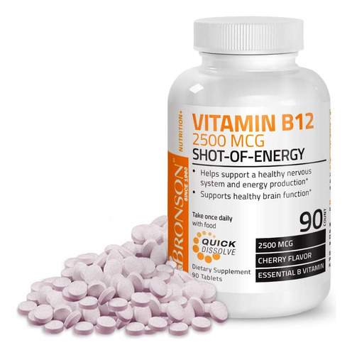 Vitamina B-12 Marca Bronson, 2500 Mcg, 90 Comprimidos