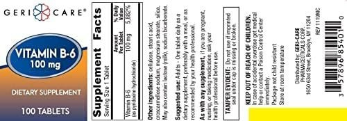 Gericare Vitamina B-6 100 Mg Comprimidos 100 Ct - Imagem 2