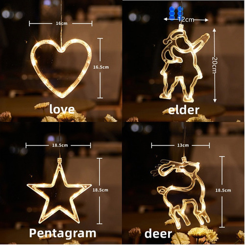 Jx Candelabro De Cortina De 4 Peças Led Christmas Sucker - Imagem 4