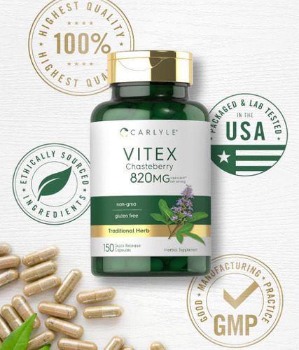 Suplemento Carlyle Vitex Chasteberry | 820mg | 150 Cápsulas - Imagem 3