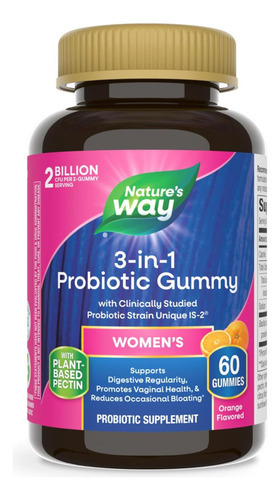 Gomas Probióticas Femininas 3 Em 1 Da Natures Way, Reduz O I