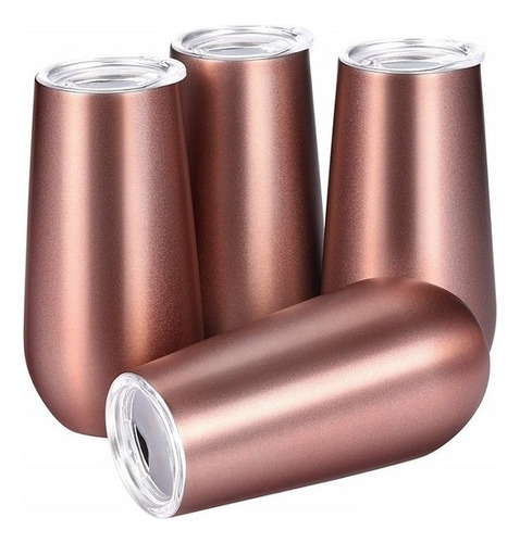 4 Pcs Copo Vinho Isolado Duplo Sem Caule Flauta Champa