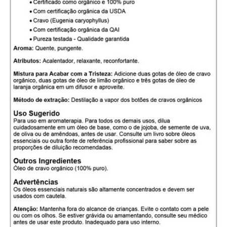 Óleo De Cravo Now Foods 30 Ml Orgânico Importado - Imagem 4