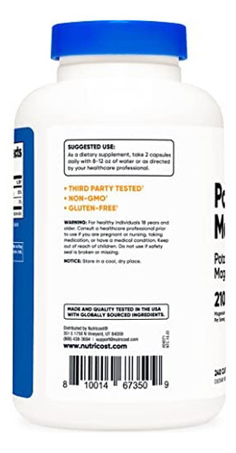 Nutricost Potássio (99 Mg) Magnésio (210 Mg) Citratos, 240 C - Imagem 3