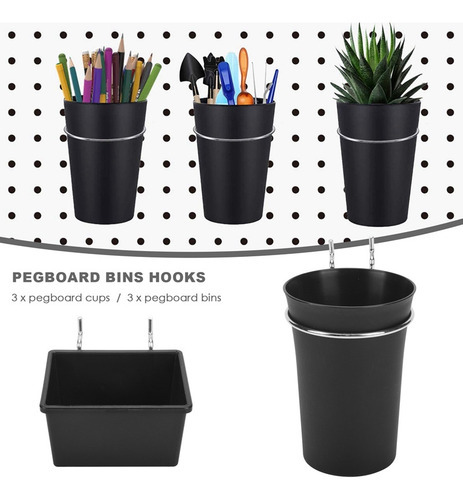 6 Conjuntos De Caixas Pegboard, Copos Pegboard Com Ganchos, - Imagem 2