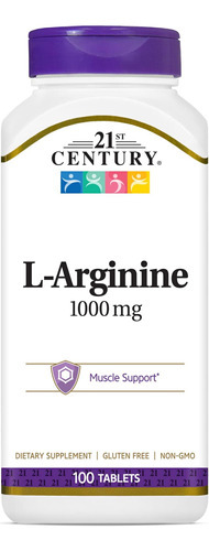 21st Century L-arginina 1000 Mg, Força Máxima 100 Cada