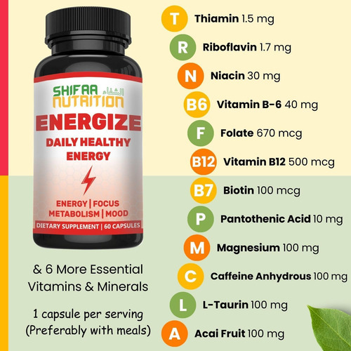 Shifaa Nutrition Energize, Vitaminas Energéticas Diárias Nat - Imagem 7