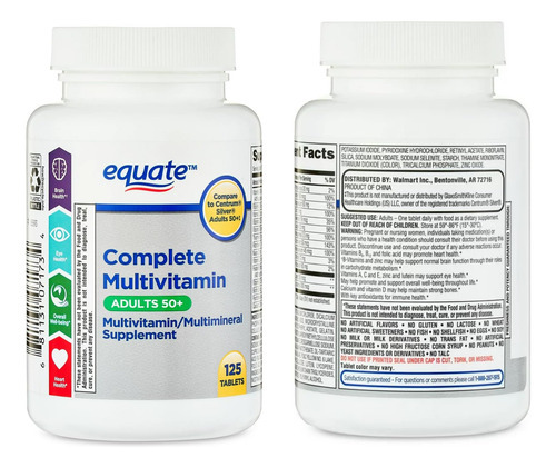 Equate Adult 50+ One Daily Complete Multivitamin Multiminera - Imagem 4