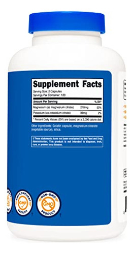 Suplemento Nutricost Potássio 99mg Magnésio 210mg Citratos - Imagem 4