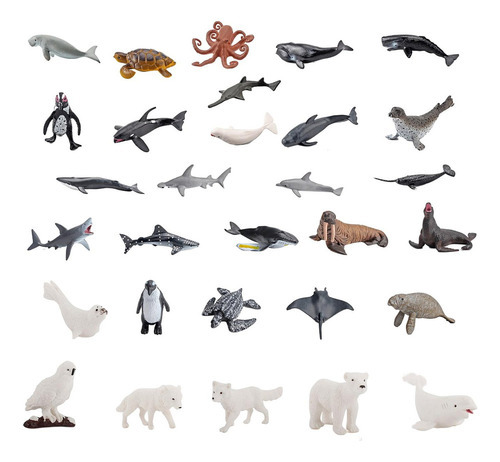 30 Peças Figuras De Animais Do Oceano, Modelo De Animais - Imagem 4