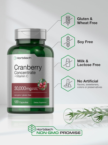 Comprimidos De Cranberry Horbäach 30.000 Mg | 120 Cápsulas | - Imagem 5