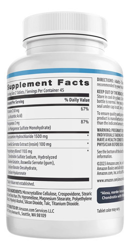 Glucosamina Básica 1500 Mg Com Condroitina E Vitamina C 60 M