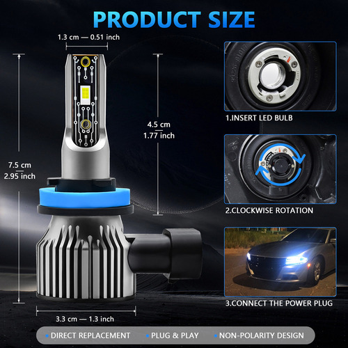 Lâmpadas De Faróis Led H8/h9/h11 Ip68 À Prova D"água Para Ca - Imagem 10