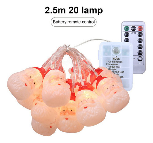 Hhh 2,5 M 20 Ornamentos De Luzes De Corda De Papai Noel Com - Imagem 2