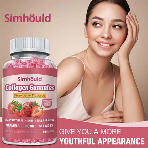 Simhould Vegan Colágeno Goma Para Mulheres Anti -envelhecime - Imagem 2