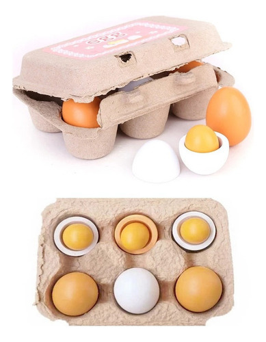 M 6 Pack De Ovos De Madeira Brinquedos De Cozinha Para