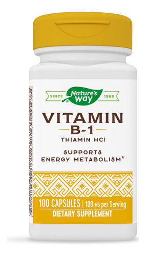 Natures Way Vitamina B-1, 100 Mg Por Porção, Tiamina Hci, 1