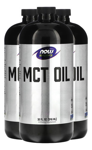 Óleo De Mct Now Foods 946 Ml Puro Importado 3un
