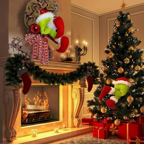 Coroa De Pelúcia De Natal Grinch Para Decoração De Portas - Imagem 5