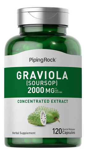 Cápsulas De Graviola Piping Rock | 2.000mg | Contagem 120 |