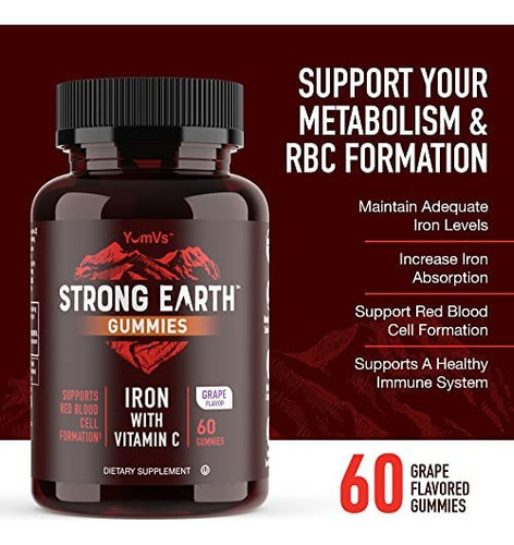 Strong Earth - Ferro Com Gomas De Vitamina C Para Adultos, - Imagem 2
