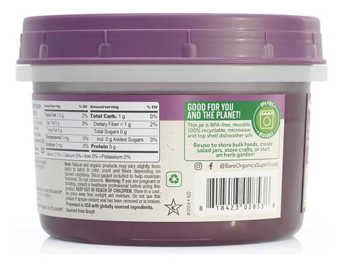 Pó De Açaí Da Bareorganics, Pó De Superalimento, Suplemento