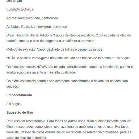Óleo De Eucalipto Globulus Now Foods 59ml Importado 2un - Imagem 5
