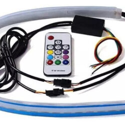2 Par Fita Barra Led 60cm 12v Flexível Farol Drl Rgb Remote