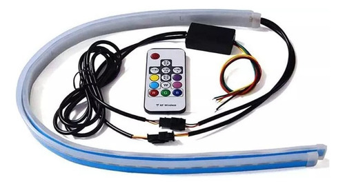 2 Par Fita Barra Led 60cm 12v Flexível Farol Drl Rgb Remote