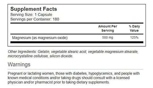 Vitacost Magnésio - 500 Mg - 180 Cápsulas - Imagem 2