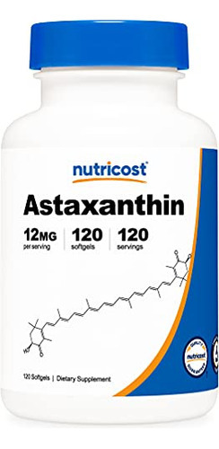 Suplemento Nutricost Astaxantina 12 Mg 120 Cápsulas Gelatino