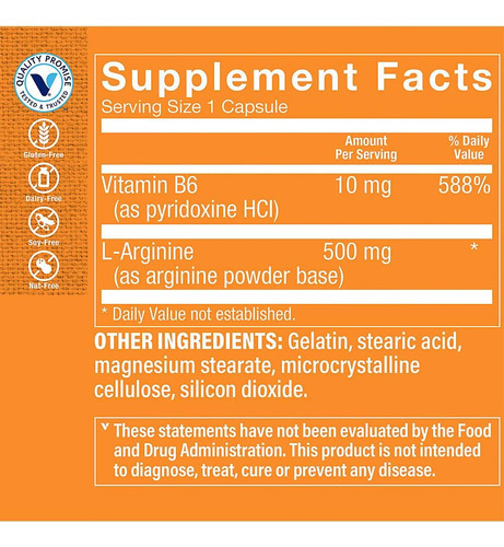L -arginina 500 Mg - 100 Cápsulas - Imagem 3