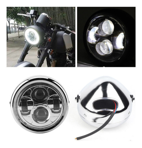 Farol De Motocicleta Led Retrô De Alumínio Vintage Universal - Imagem 4