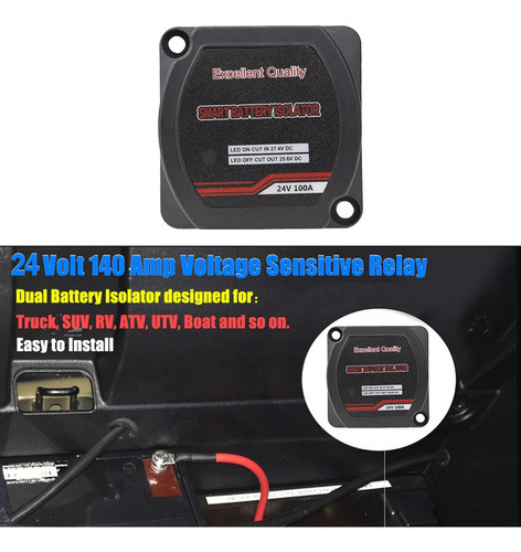 Isolador De Bateria Dupla 24v 100amp Relé Sensível À Tensão - Imagem 4