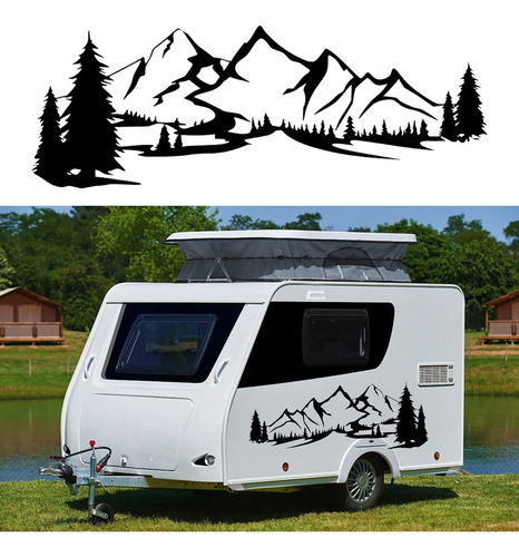 Adesivo Lateral Rv Motorhome, Decalque Diy Large Mountain Tr - Imagem 3