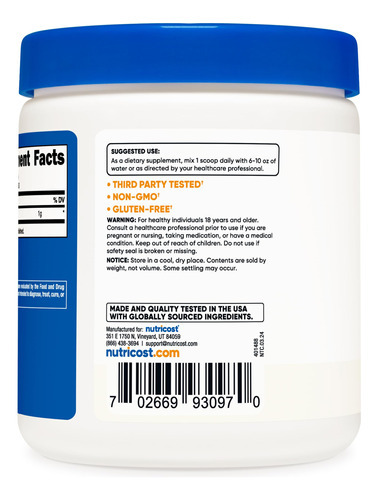 Suplemento Nutricost Acetil L-carnitina (alcar) 250g Em Pó - Imagem 5