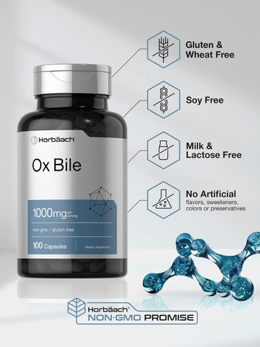 Suplemento Biliar De Boi Horbäach | 1000mg | 100 Cápsulas | - Imagem 4
