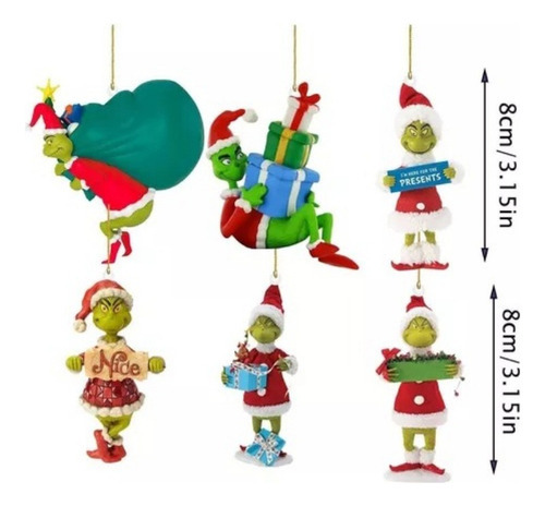 Nuevo 6 Grinch Doll Christmas Decoration Tree Hanging - Imagem 2