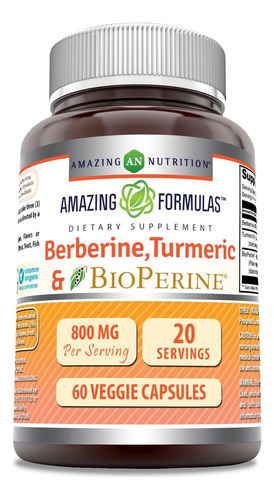 Fórmulas Incríveis Berberina Cúrcuma E Bioperina 800 Mg Por