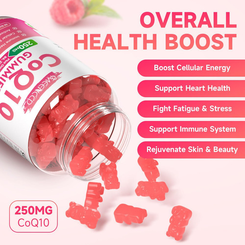 Coq10 Gummies Sem Açúcar 250mg, Suplementos De Coenzima Q10 - Imagem 3