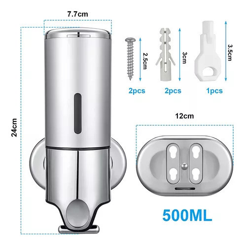 Dispensador Saboneteira Líquida Inox 500ml P/ Parede - Imagem 2