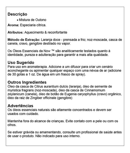Mistura De Óleo Spice Cider Now Foods 30 Ml Importado - Imagem 4
