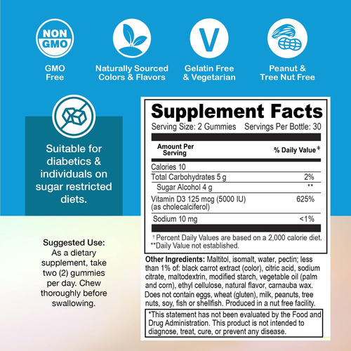 Yum-vs - Gomas De Vitamina D3 Com Zero Açúcar Para Adultos E - Imagem 5