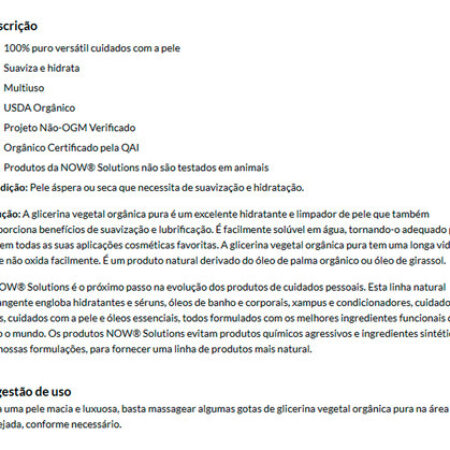Glicerina Vegetal Orgânica Now Foods 237 Ml Importado 4un - Imagem 6