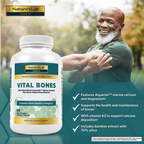 Natures Lab, Gold Vital Bones Com Aquamin Cálcio À Base De - Imagem 3