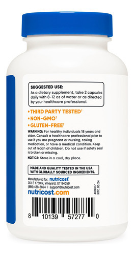 Suplemento Nutricost D-manose 1000 Mg 120 Cápsulas - Imagem 5