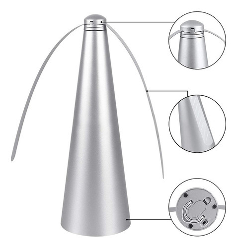 Protetor De Comida Portátil Ventilador De Mosca Usb Prata - Imagem 2