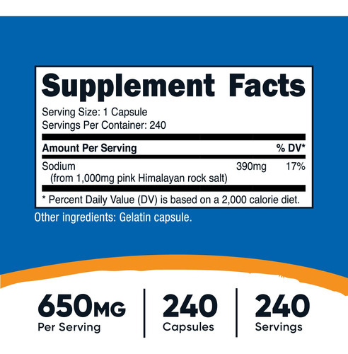 Suplemento Nutricost Pink Himalayan Salt Capsules 1000mg - Imagem 3