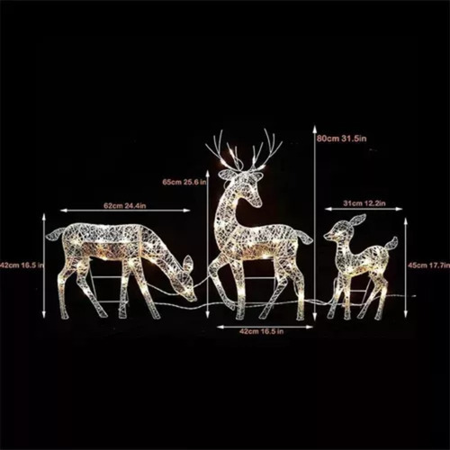 [ Conjunto De 3 Luzes Decorativas De Rena De Natal Glowing - Imagem 2